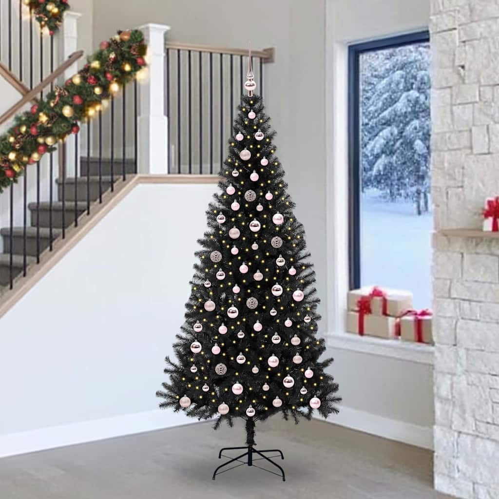 CINDOR Christmas Tree with 300 LEDs with Stand Black 240 cm PVC