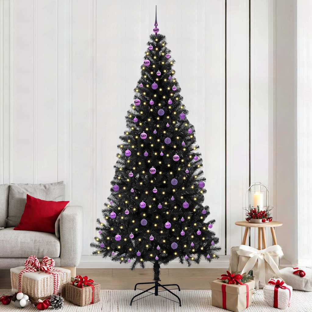 LUZVIA Christmas Tree with 300 LEDs with Stand Black 240 cm PVC