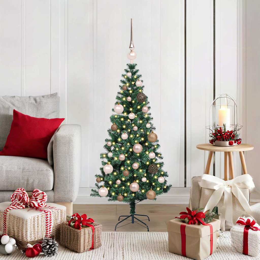 CHERLI Artificial Pre-lit Christmas Tree Green 120 cm PVC and Metal