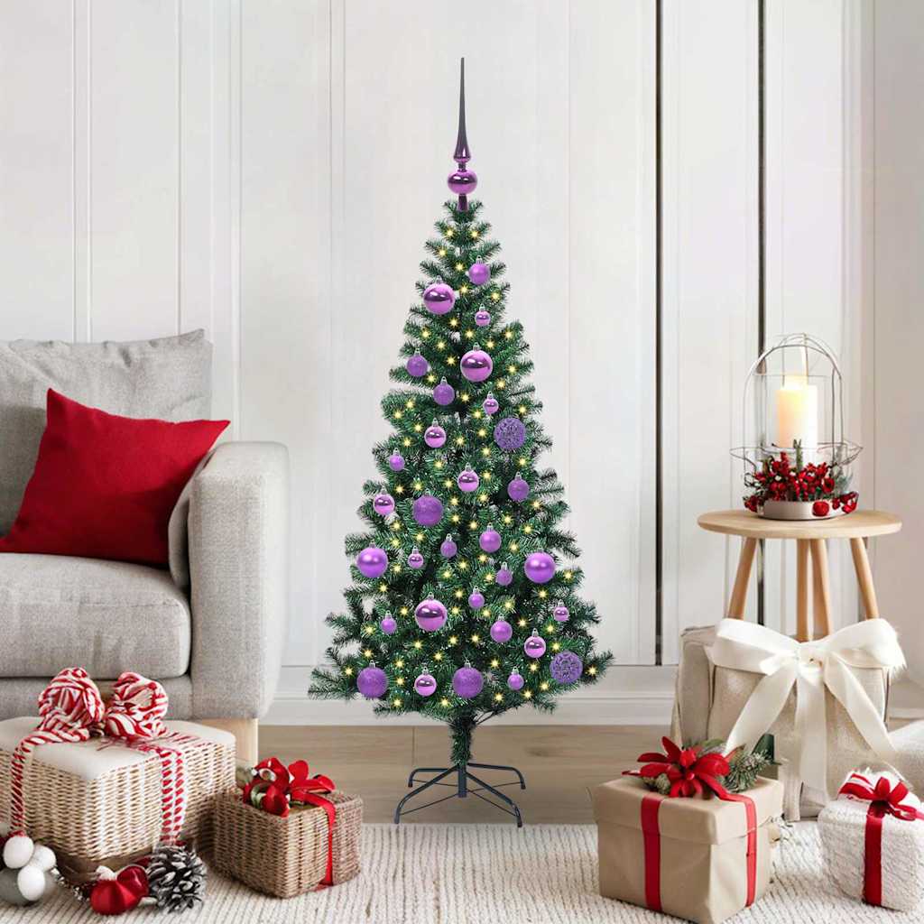 CHERLI Artificial Pre-lit Christmas Tree Green 120 cm PVC and Metal