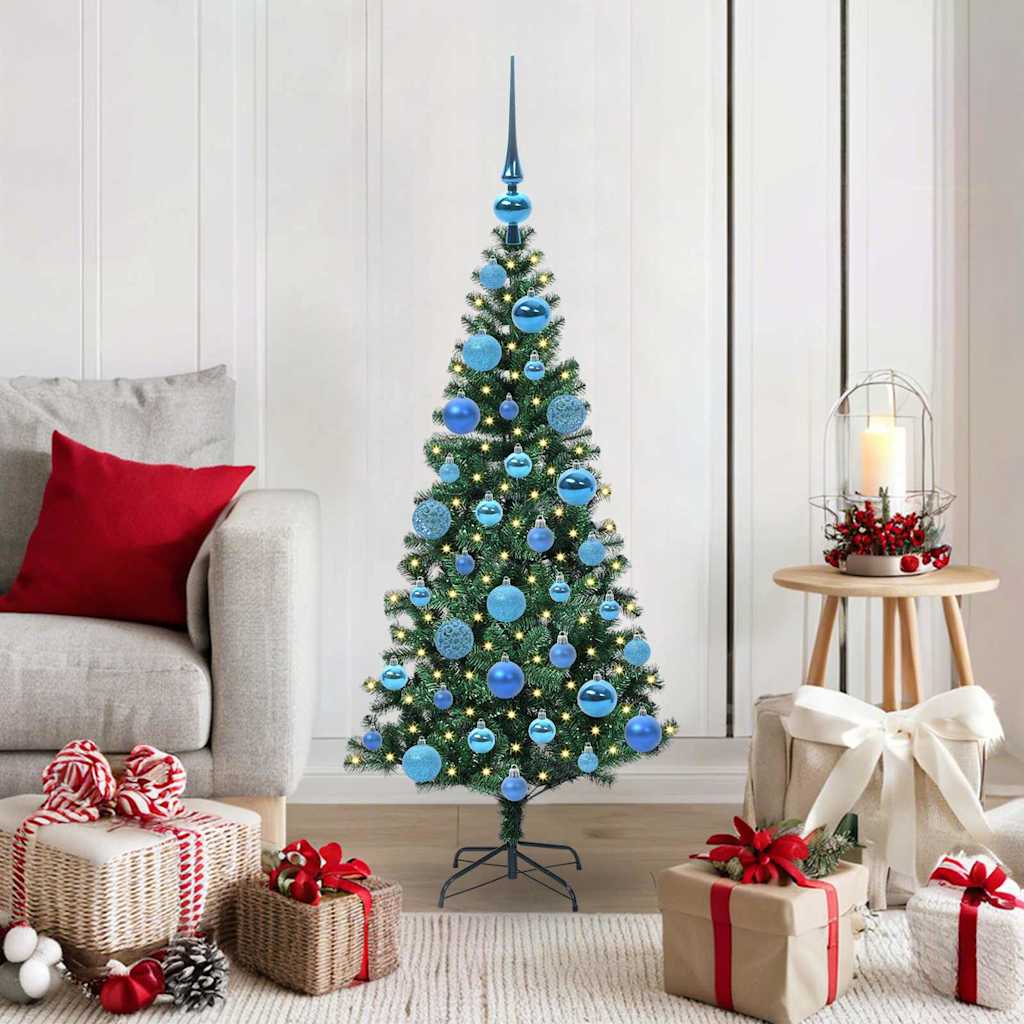 CHERLI Artificial Pre-lit Christmas Tree Green 120 cm PVC and Metal