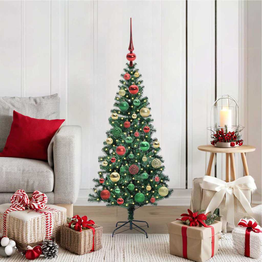 CHERLI Artificial Pre-lit Christmas Tree Green 120 cm PVC and Metal