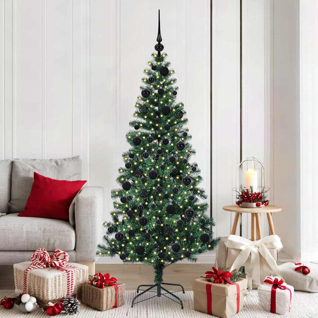 CHERLI Artificial Pre-lit Christmas Tree Green 180 cm PVC and Metal