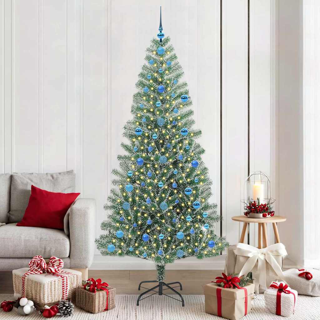 CINDEL Artificial Christmas Tree Snow Flocked with LED Light 210 cm
