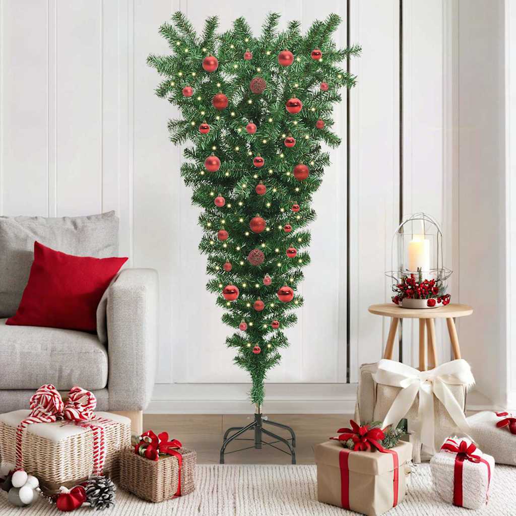 CINDEL Upside-down Artificial Pre-lit Christmas Tree with Ball Set