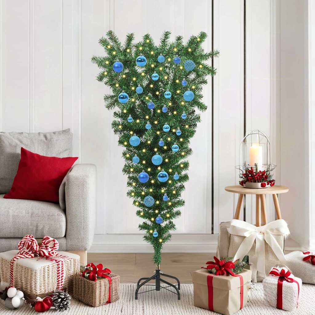 CINDEL Upside-down Artificial Pre-lit Christmas Tree with Ball Set