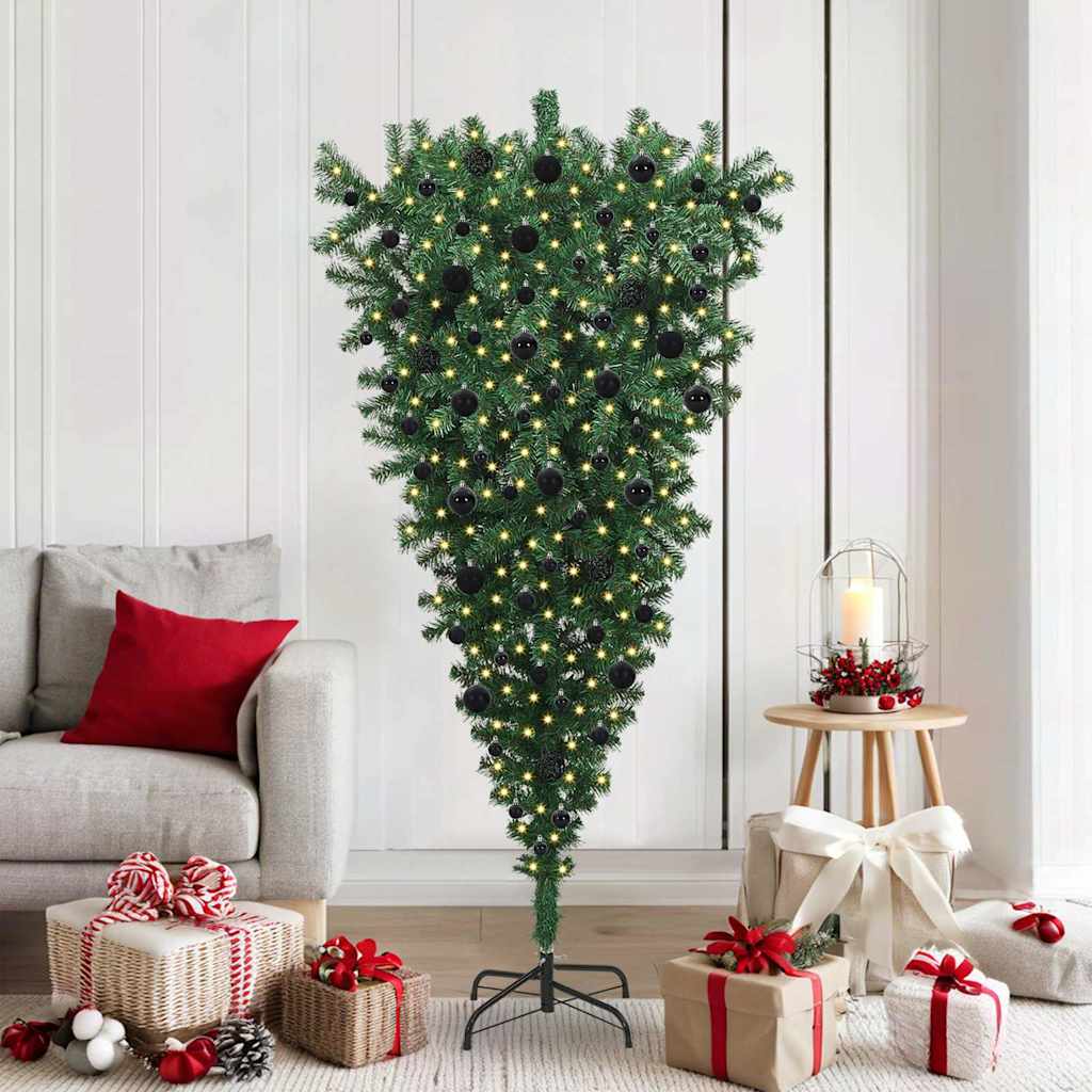 CINDEL Upside-down Artificial Pre-lit Christmas Tree with Ball Set
