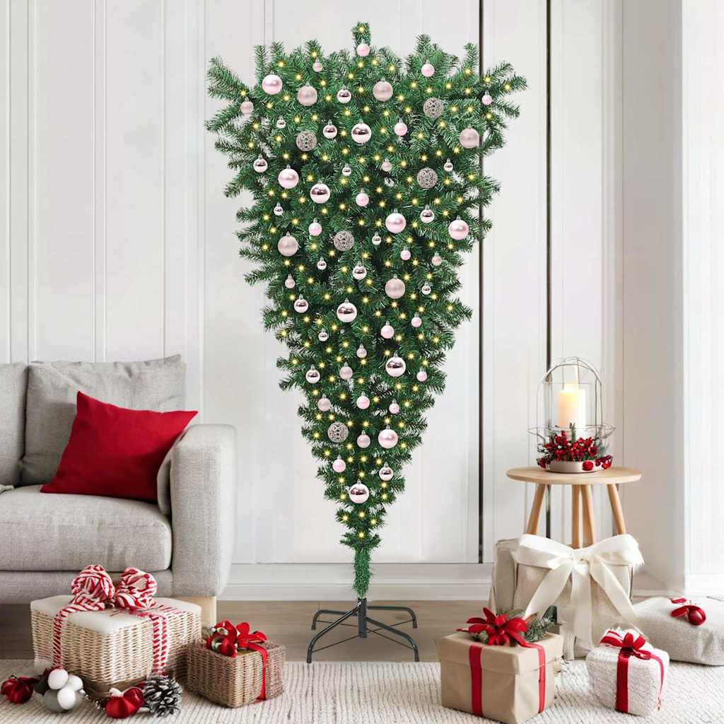 CINDEL Upside-down Artificial Pre-lit Christmas Tree with Ball Set