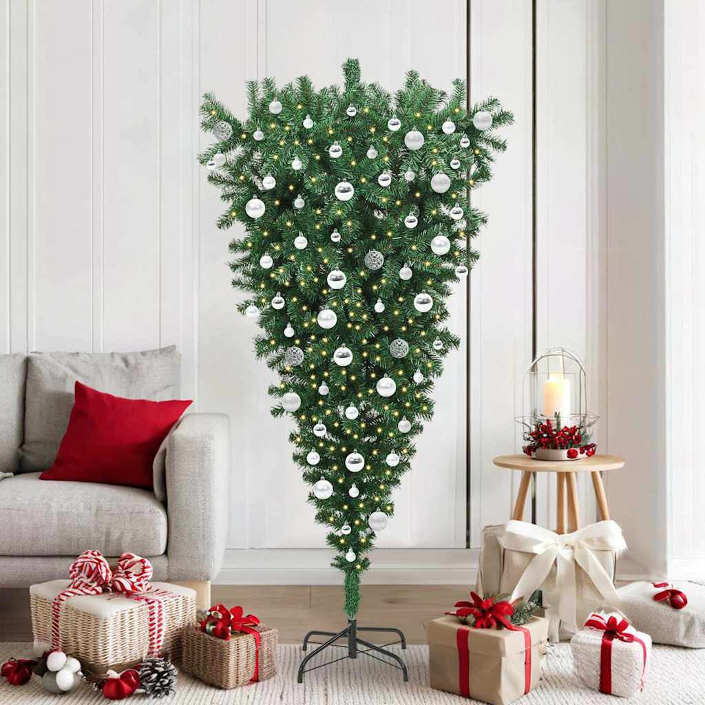 CINDEL Upside-down Artificial Pre-lit Christmas Tree with Ball Set