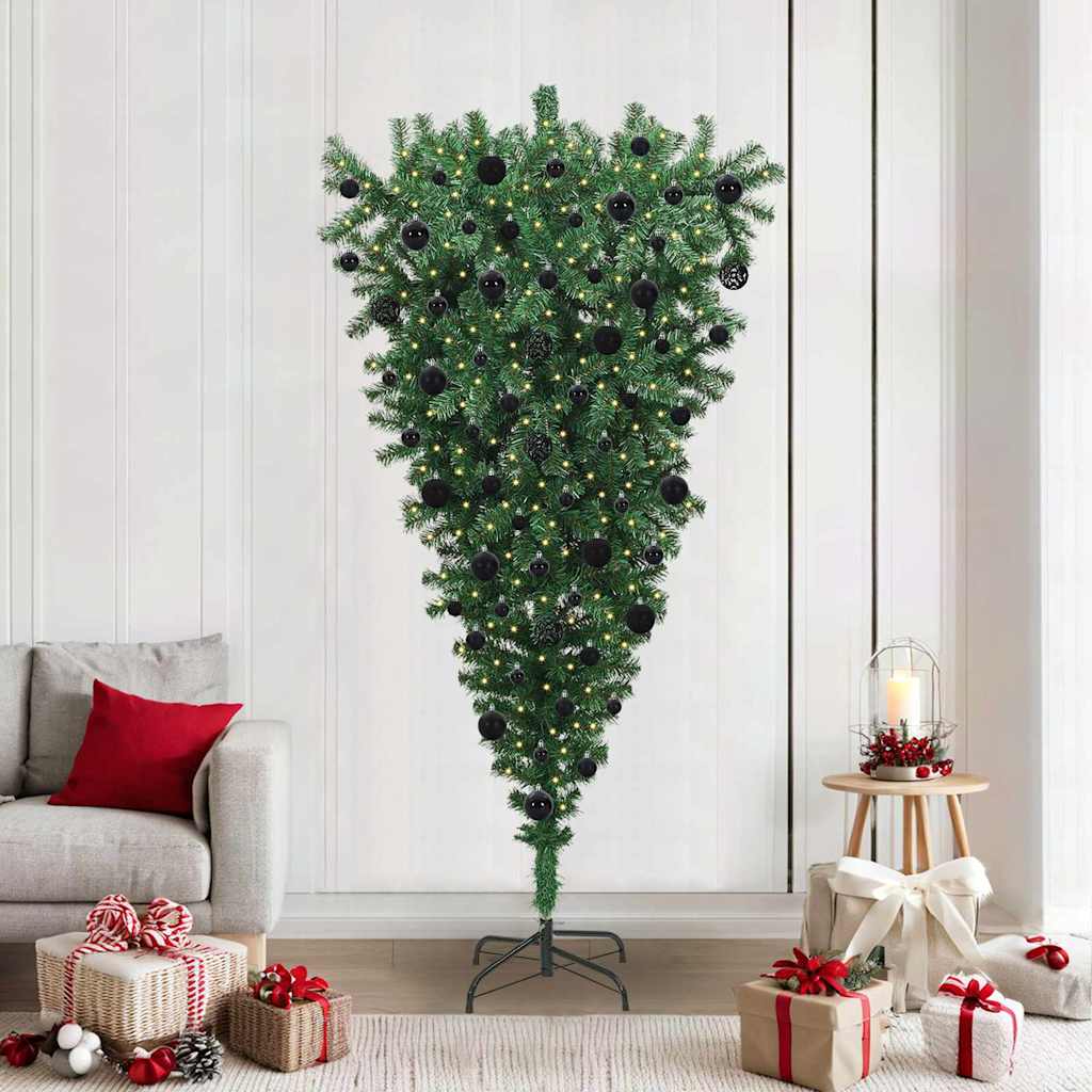 CINDEL Upside-down Artificial Pre-lit Christmas Tree with Ball Set
