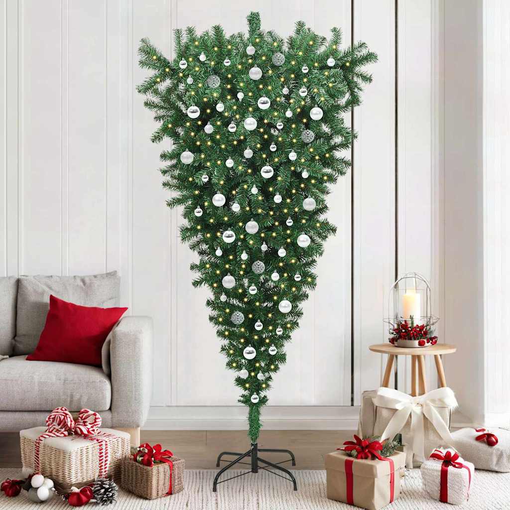 CINDEL Upside-down Artificial Pre-lit Christmas Tree with Ball Set