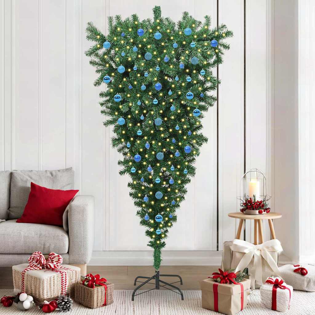 CINDEL Upside-down Artificial Pre-lit Christmas Tree with Ball Set