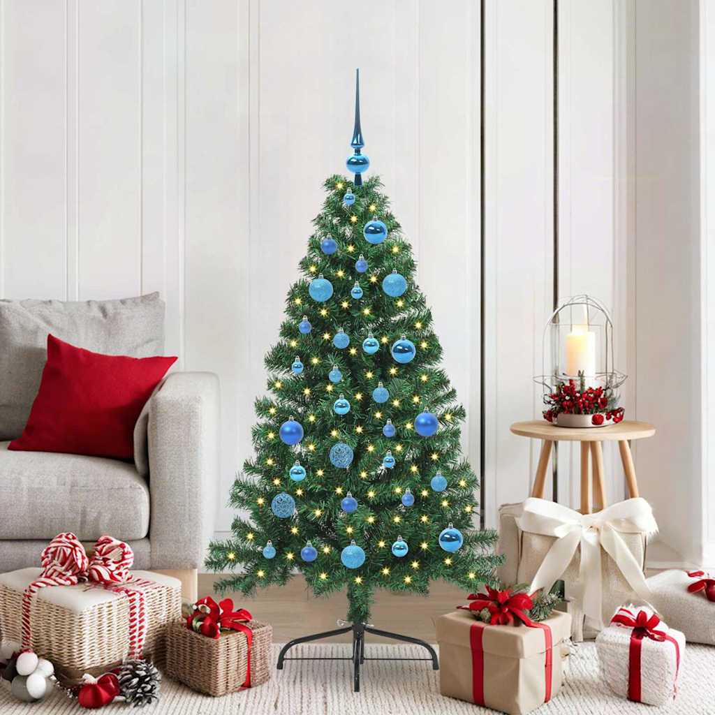 EMBERI Artificial Pre-lit Christmas Tree Green 150 cm PVC