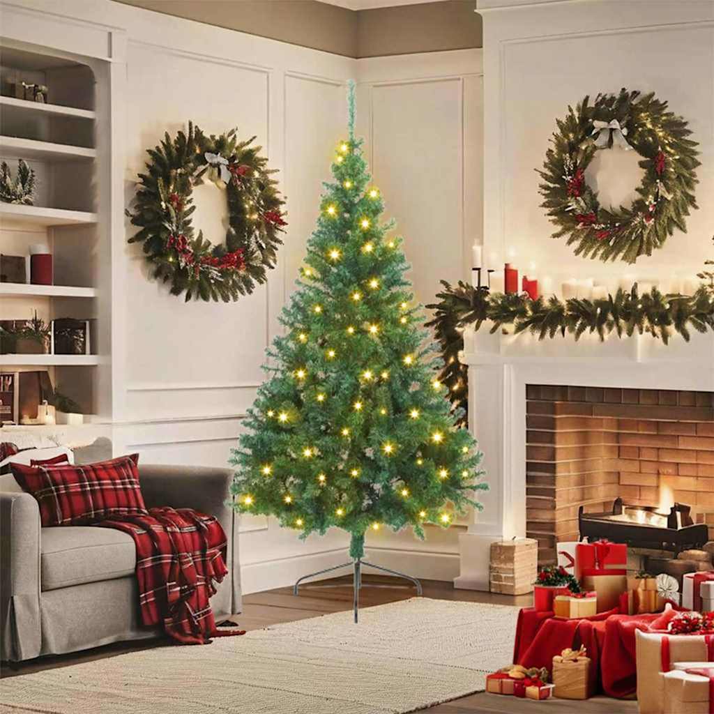 EMBERI Artificial Pre-lit Christmas Tree Green 180 cm PVC