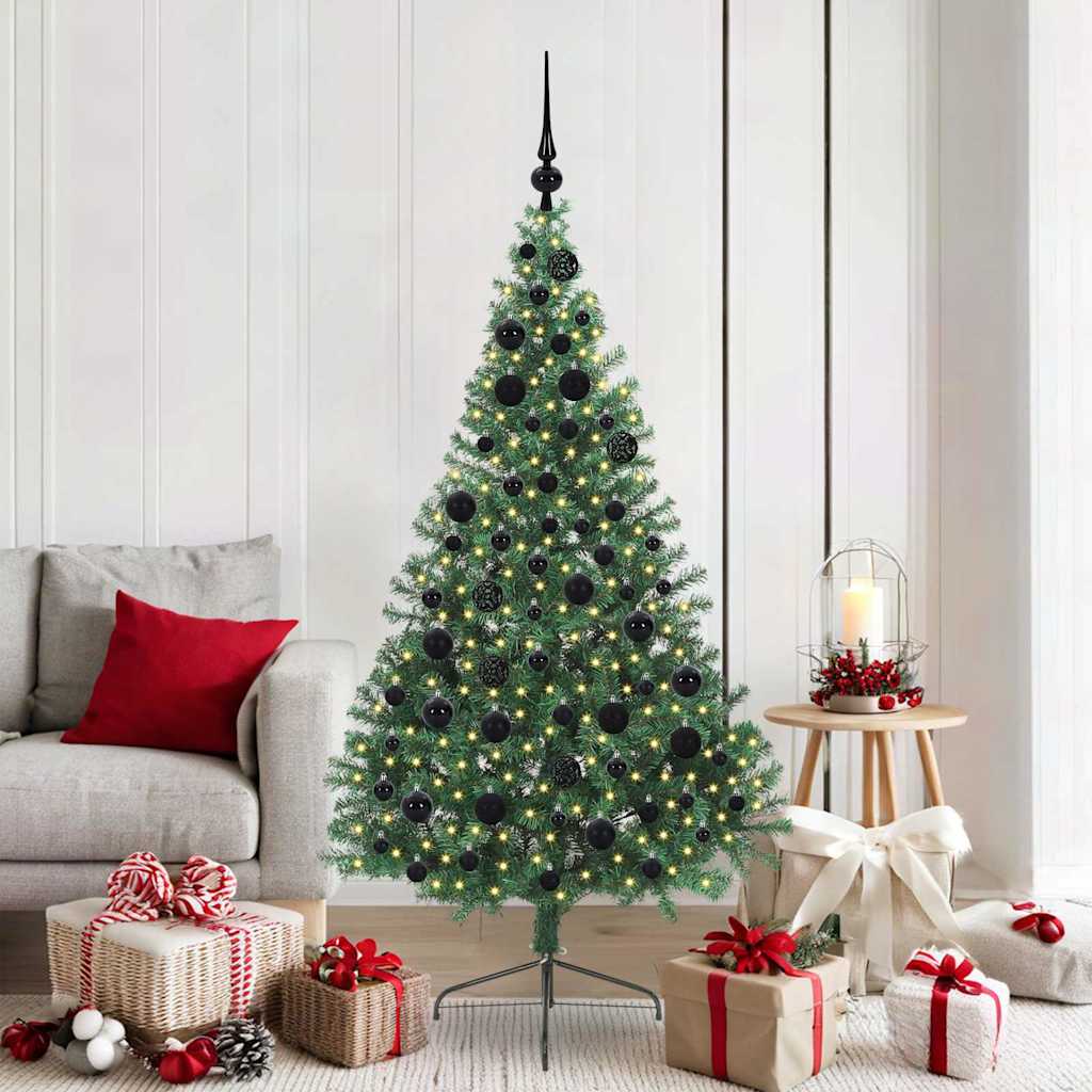 EMBERI Artificial Pre-lit Christmas Tree Green 180 cm PVC