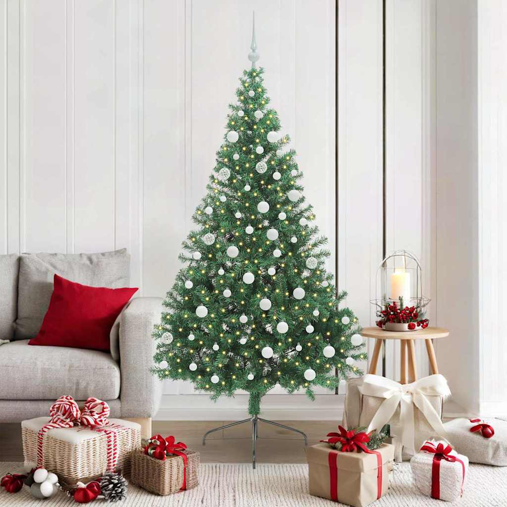EMBERI Artificial Pre-lit Christmas Tree Green 180 cm PVC