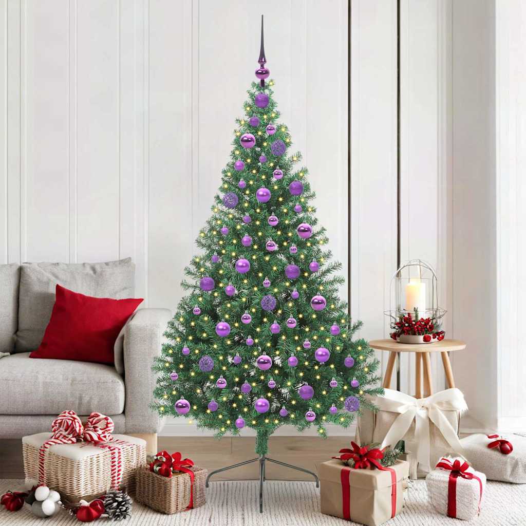 EMBERI Artificial Pre-lit Christmas Tree Green 180 cm PVC