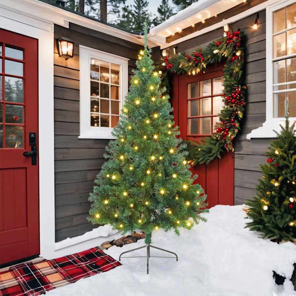 EMBERI Artificial Pre-lit Christmas Tree Green 210 cm PVC