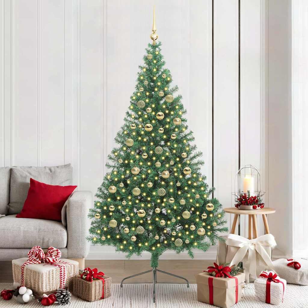 EMBERI Artificial Pre-lit Christmas Tree Green 210 cm PVC