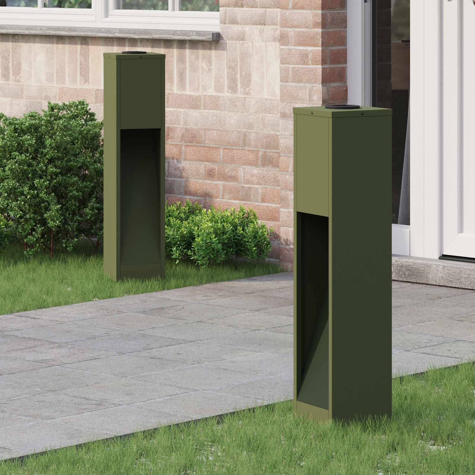 NIEBRO Solar Led Pathway Light 2 pcs Olive Cold Rolled Steel - Green