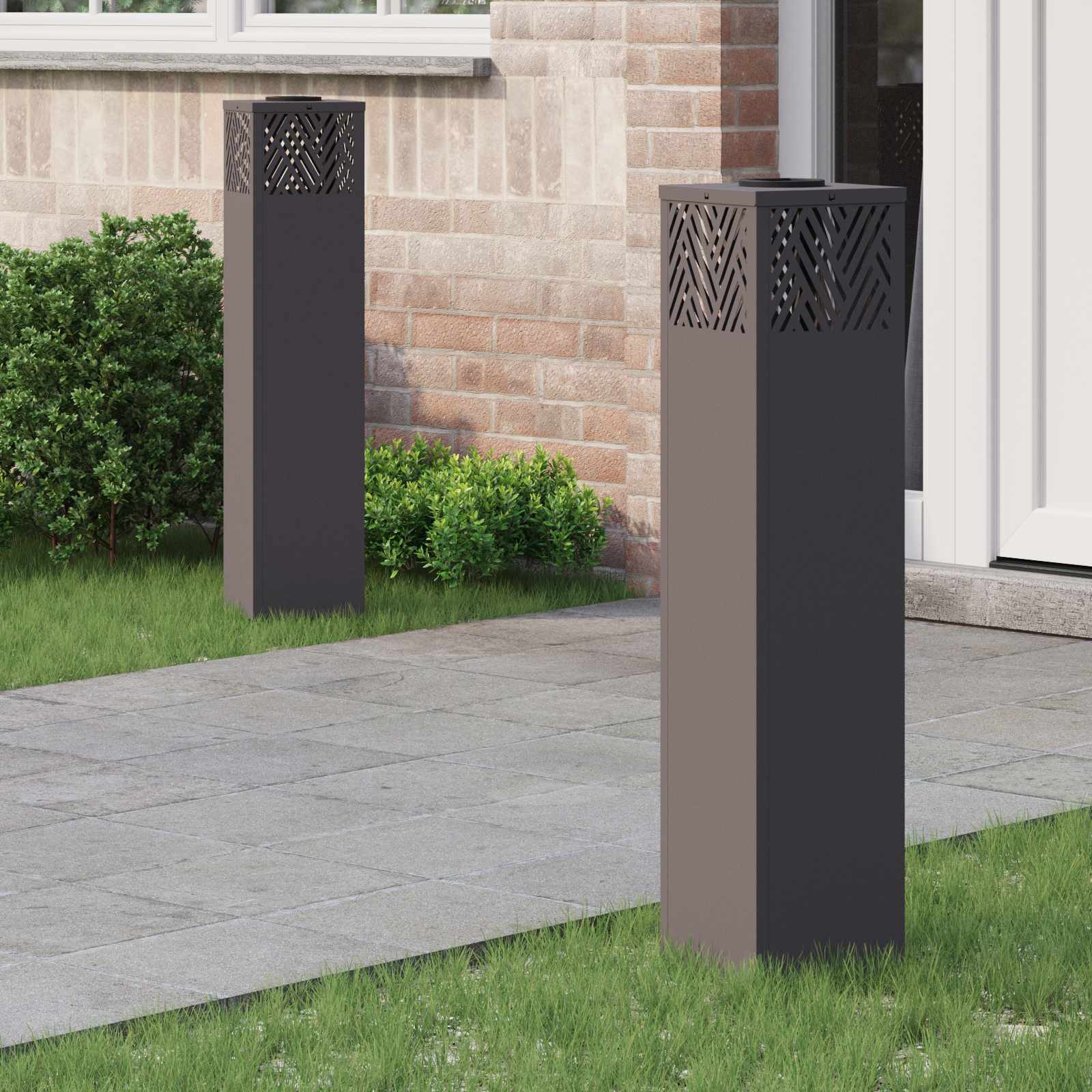 NIEBRO Solar LED Pathway Light 2 pcs Cold Rolled Steel - Black