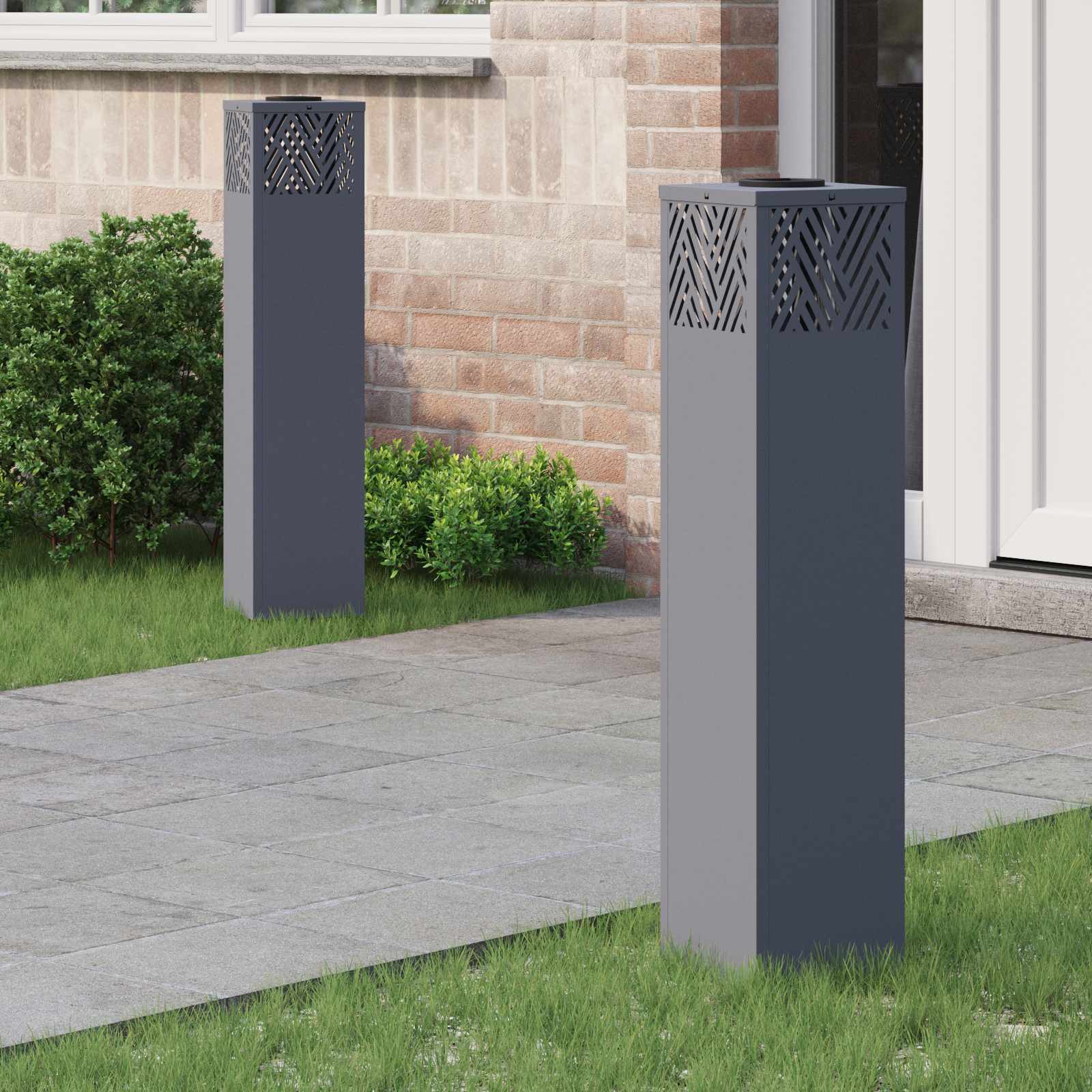 NIEBRO Solar LED Pathway Light 2 pcs Anthracite Cold Rolled Steel