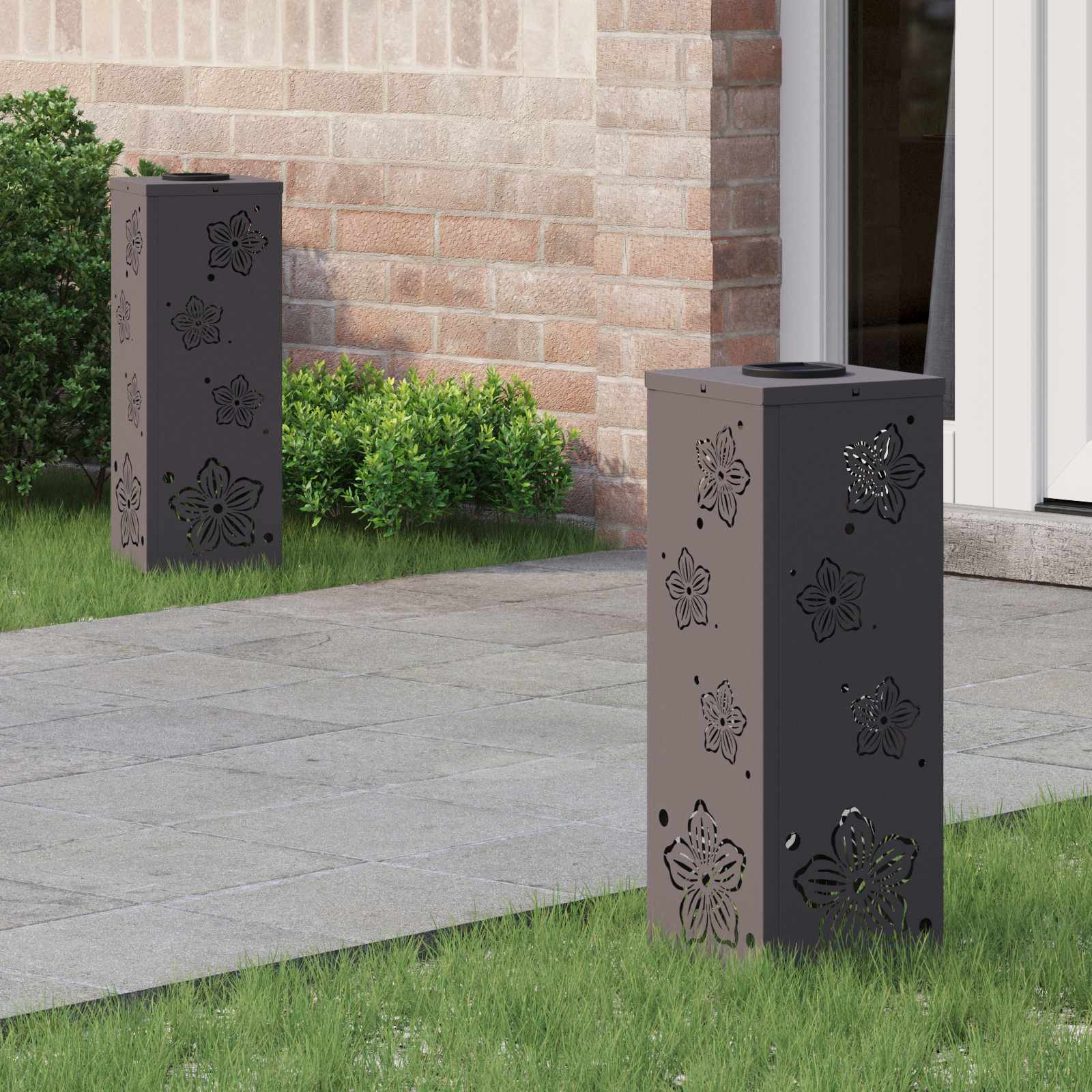 NIEBRO Solar LED Pathway Light 2 pcs Cold Rolled Steel - Black