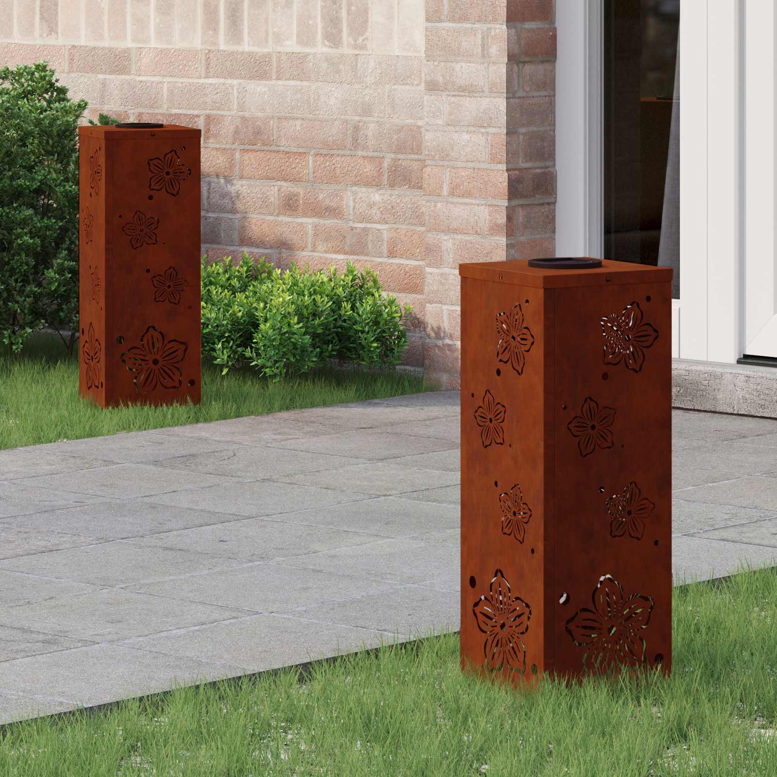 NIEBRO Solar LED Pathway Light 2 pcs Corten Corten Steel