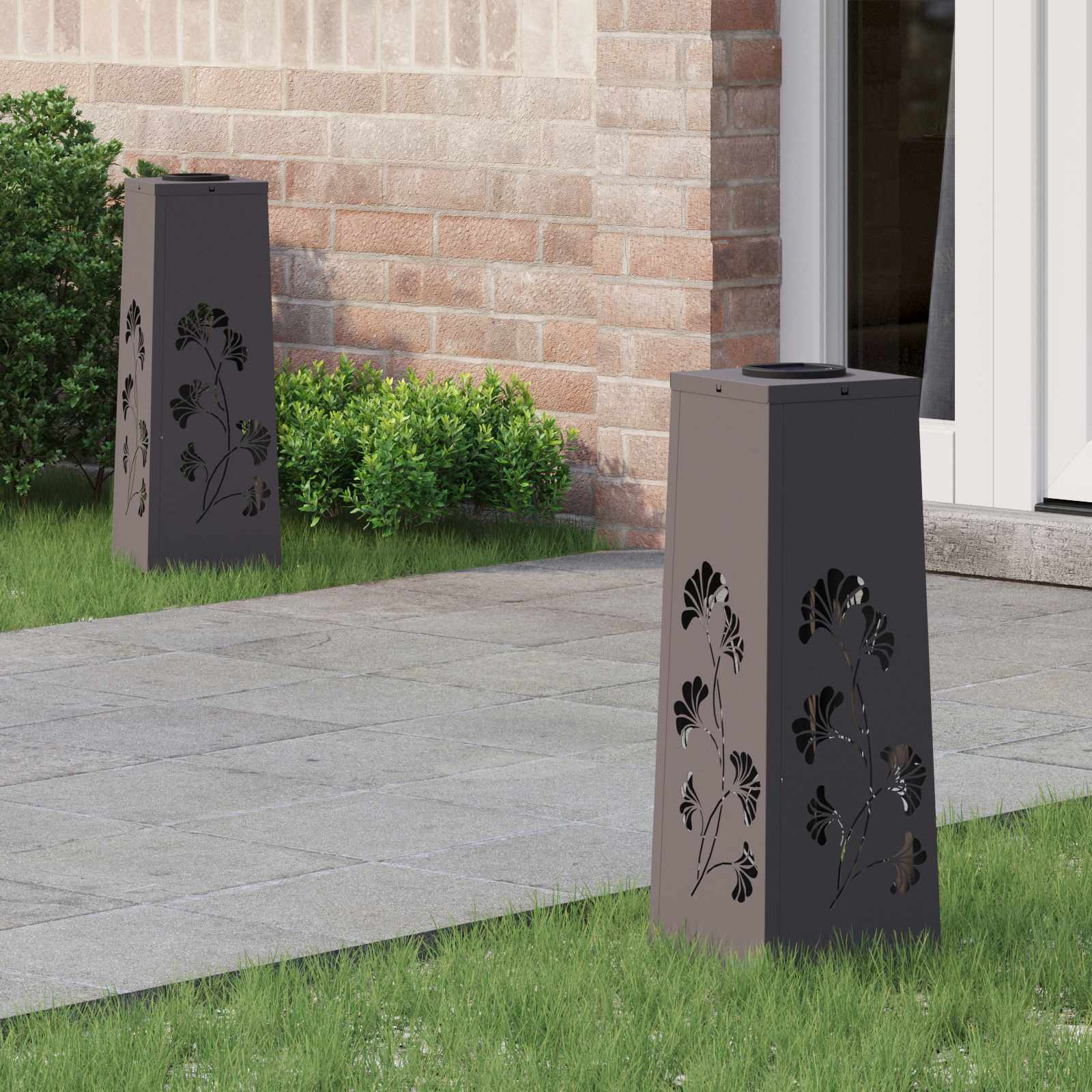 NIEBRO Solar LED Pathway Light 2 pcs Cold Rolled Steel - Black