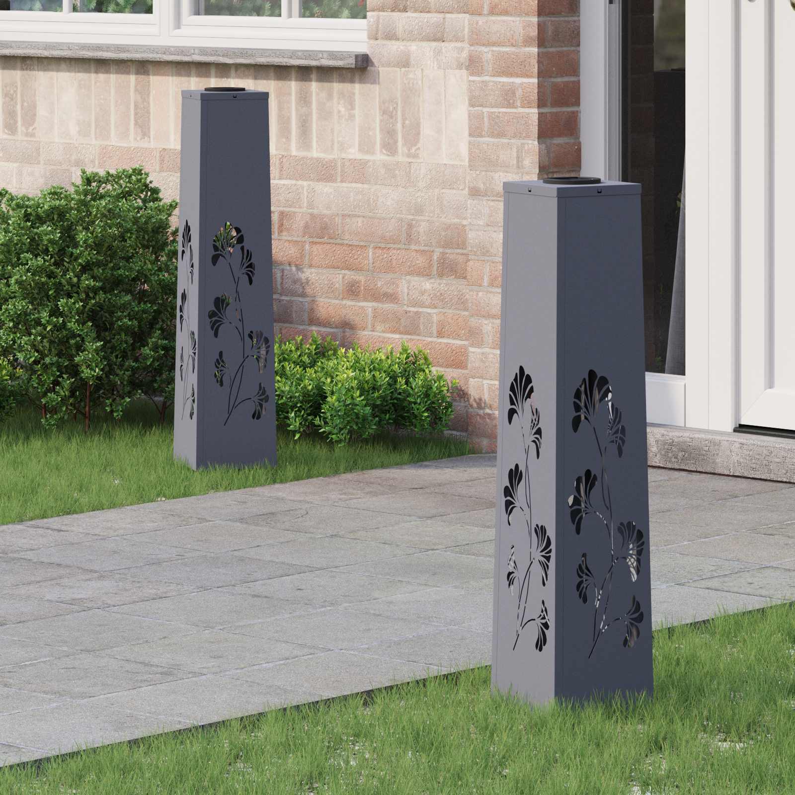 NIEBRO Solar LED Pathway Light 2 pcs Anthracite Cold Rolled Steel