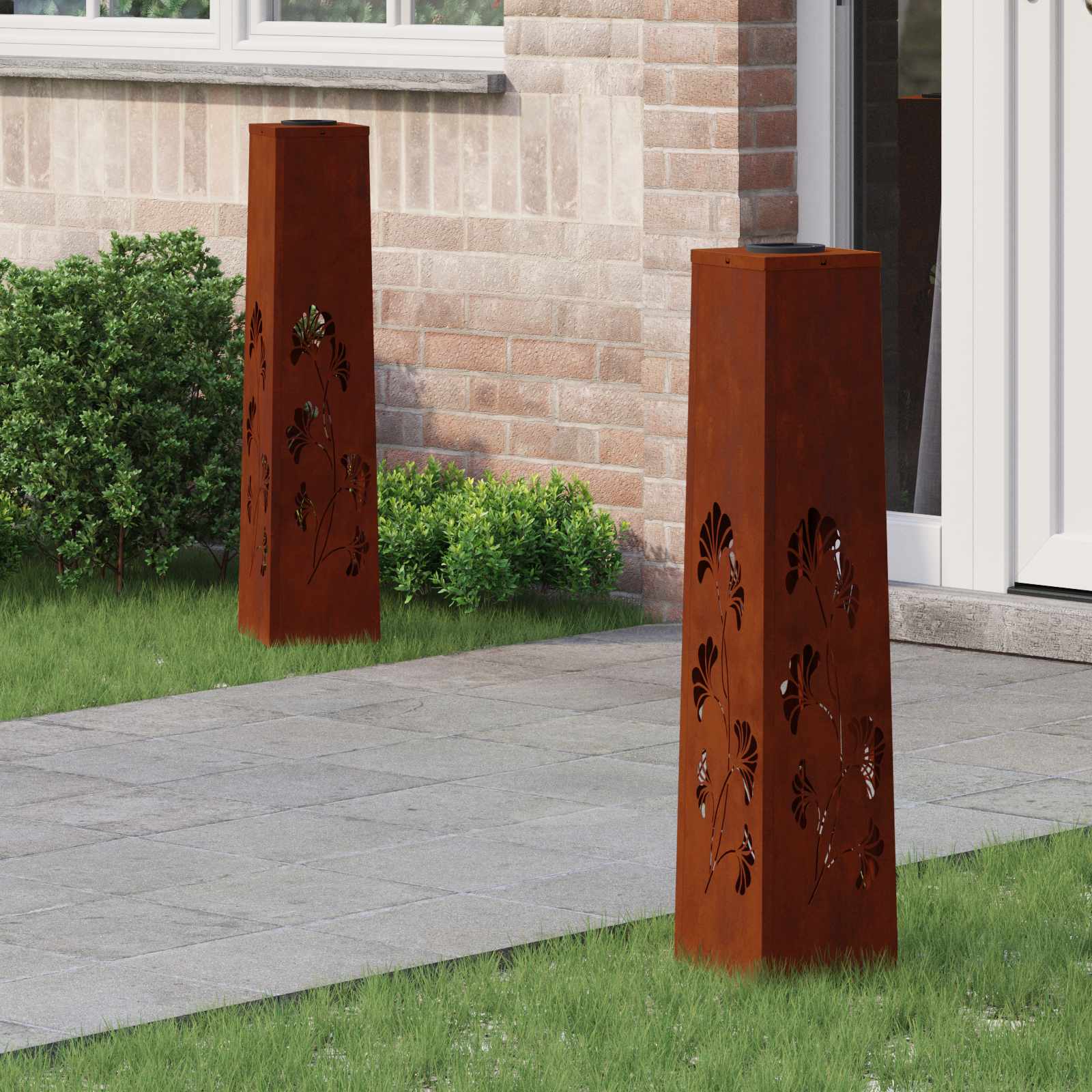 NIEBRO Solar LED Pathway Light 2 pcs Corten Corten Steel