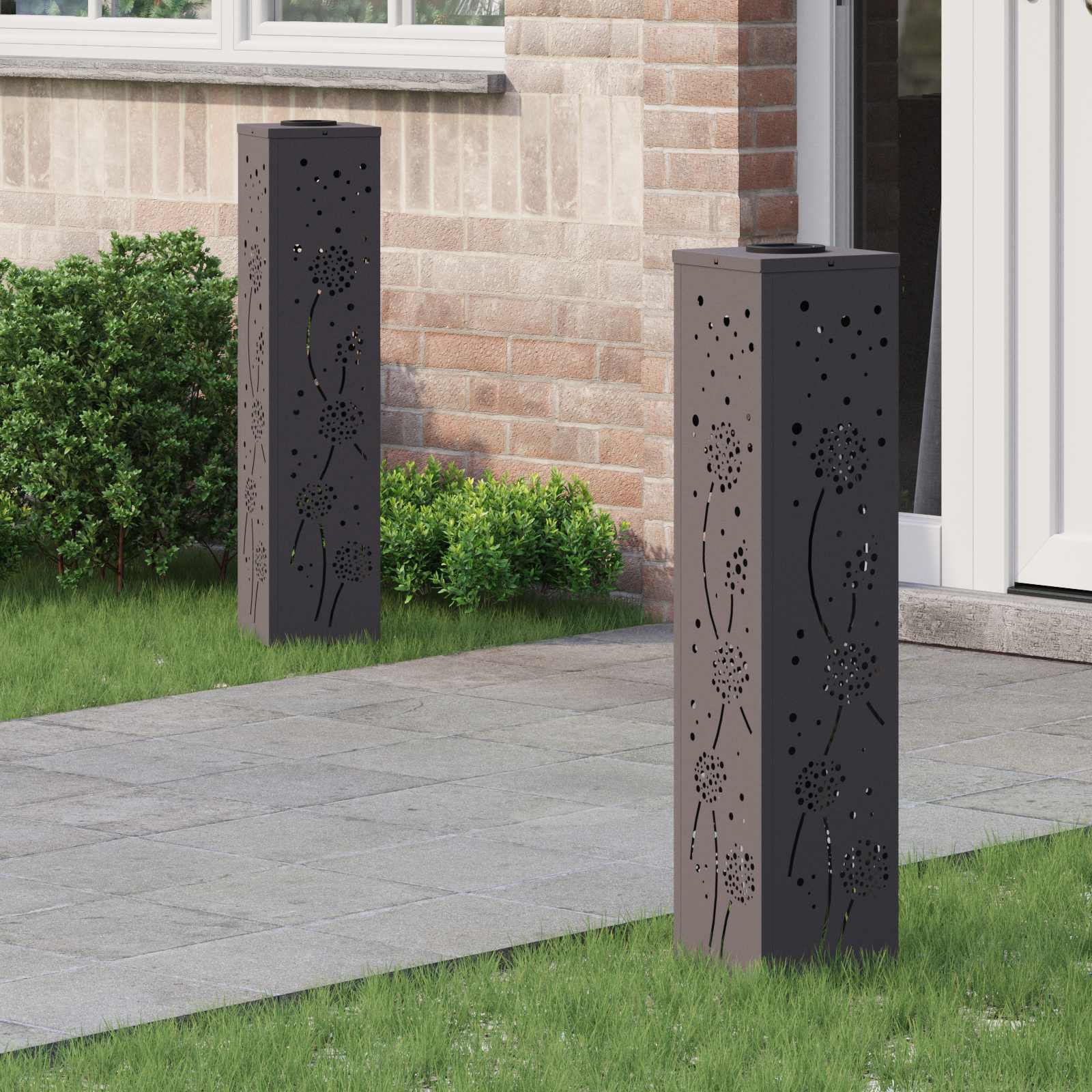 NIEBRO Solar LED Pathway Light 2 pcs Cold Rolled Steel - Black