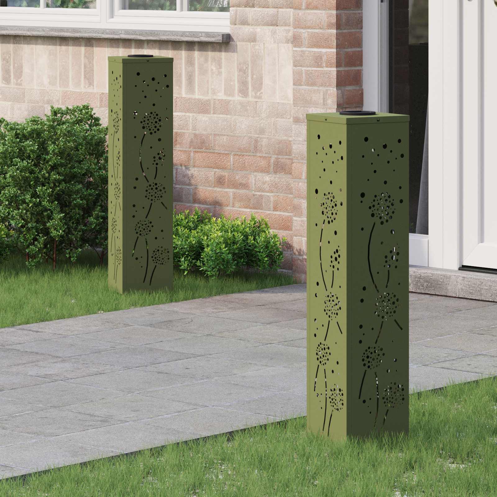 NIEBRO Solar LED Pathway Light 2 pcs Olive Cold Rolled Steel - Green