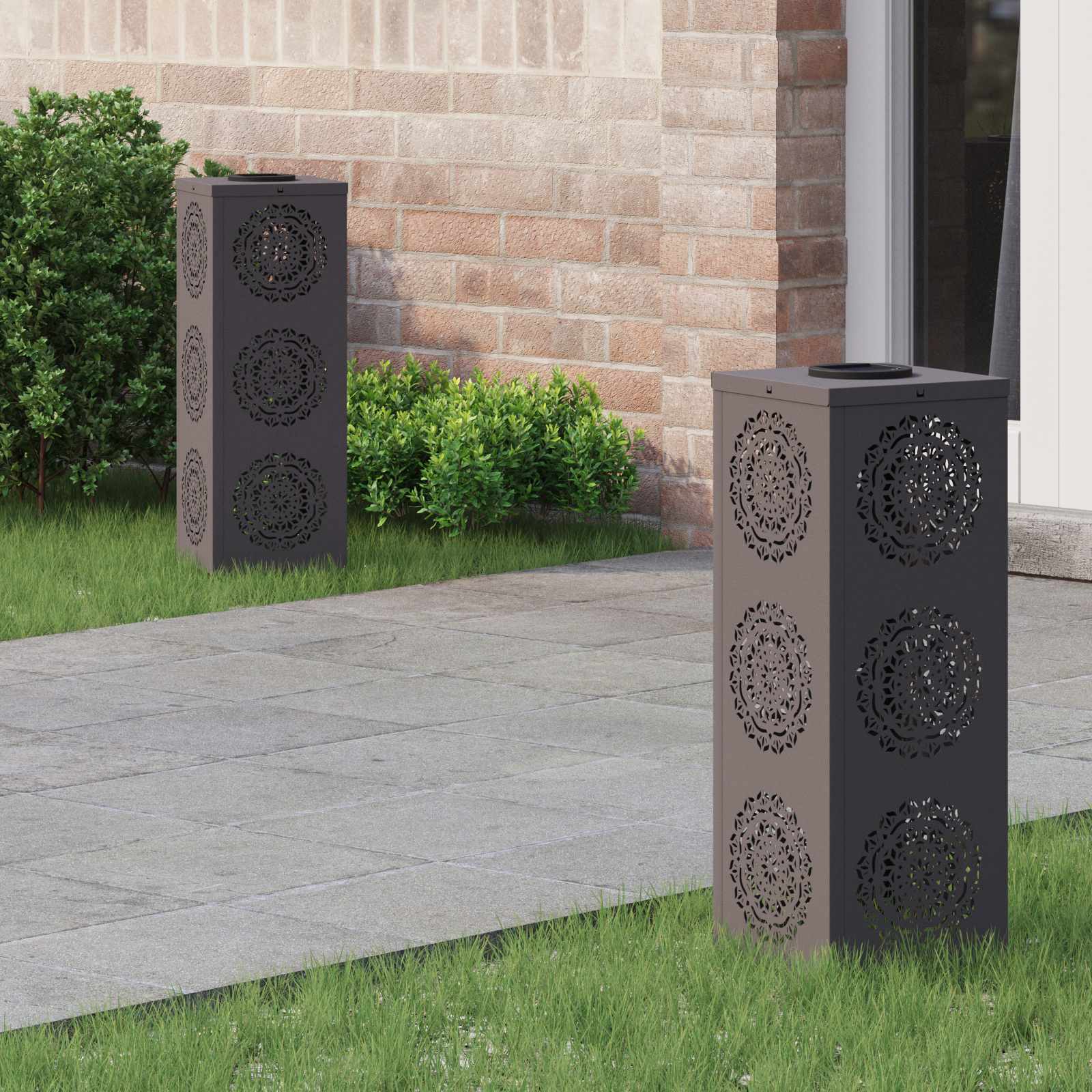 NIEBRO Solar LED Pathway Light 2 pcs Cold Rolled Steel - Black