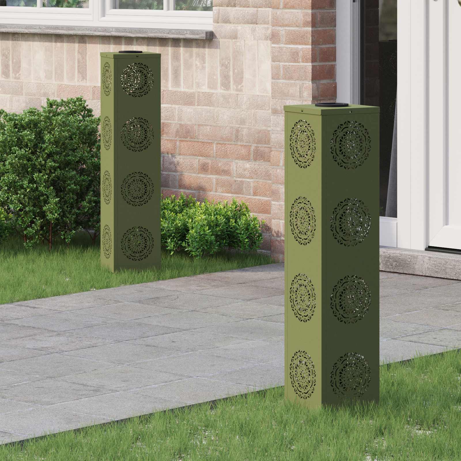 NIEBRO Solar LED Pathway Light 2 pcs Olive Cold Rolled Steel - Green