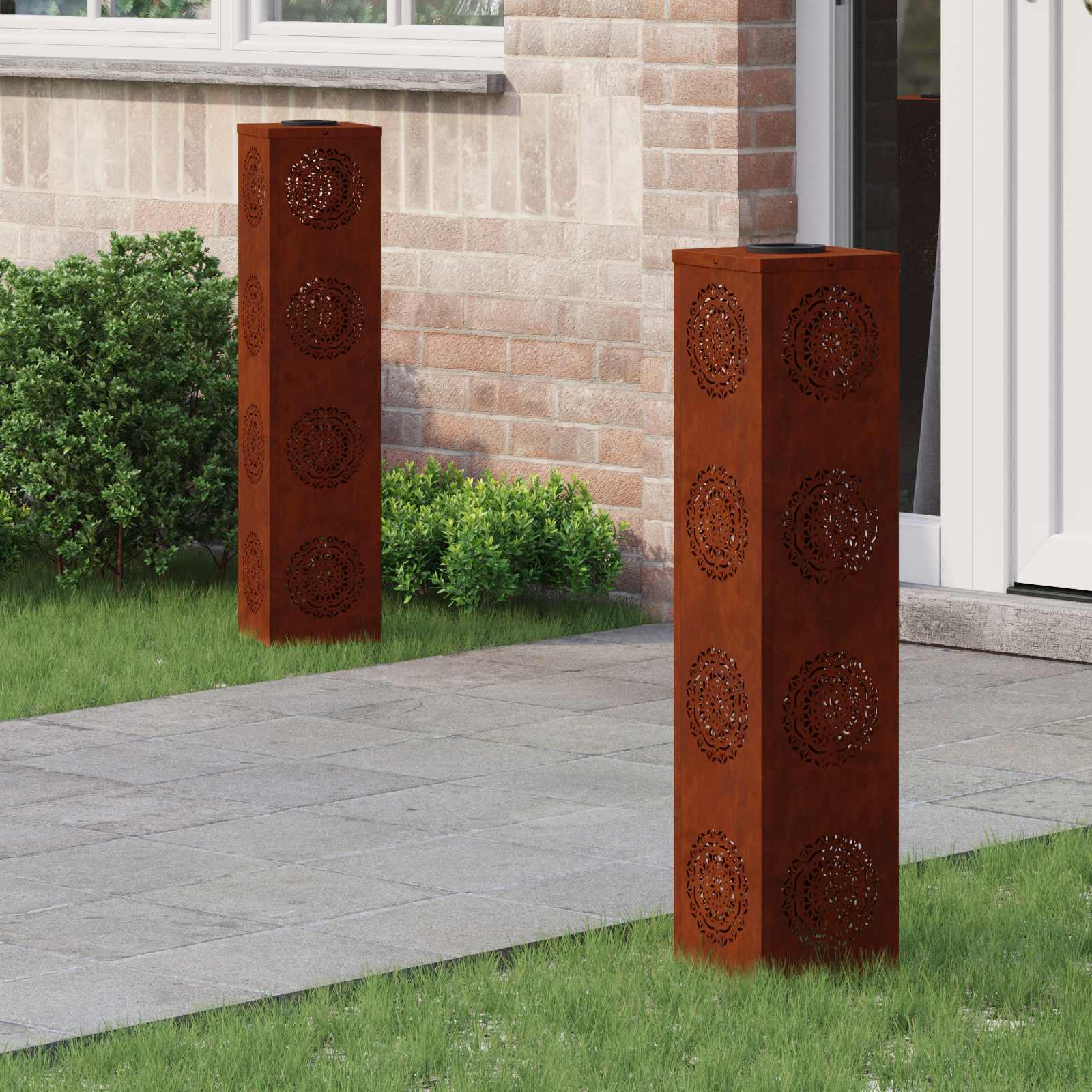 NIEBRO Solar LED Pathway Light 2 pcs Corten Corten Steel