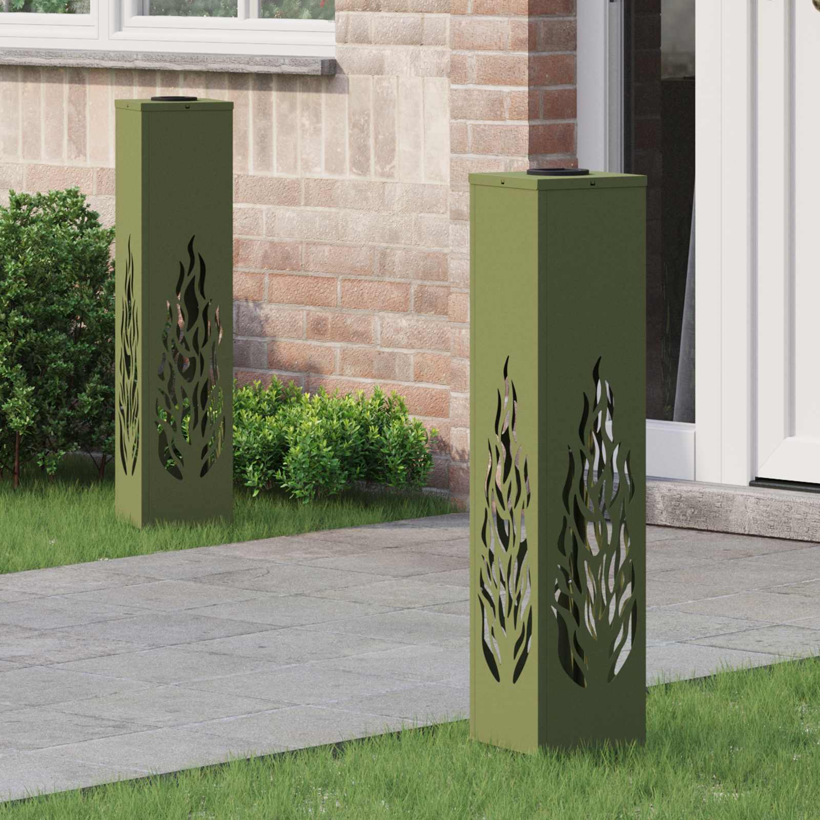 NIEBRO Solar LED Pathway Light 2 pcs Olive Cold Rolled Steel - Green