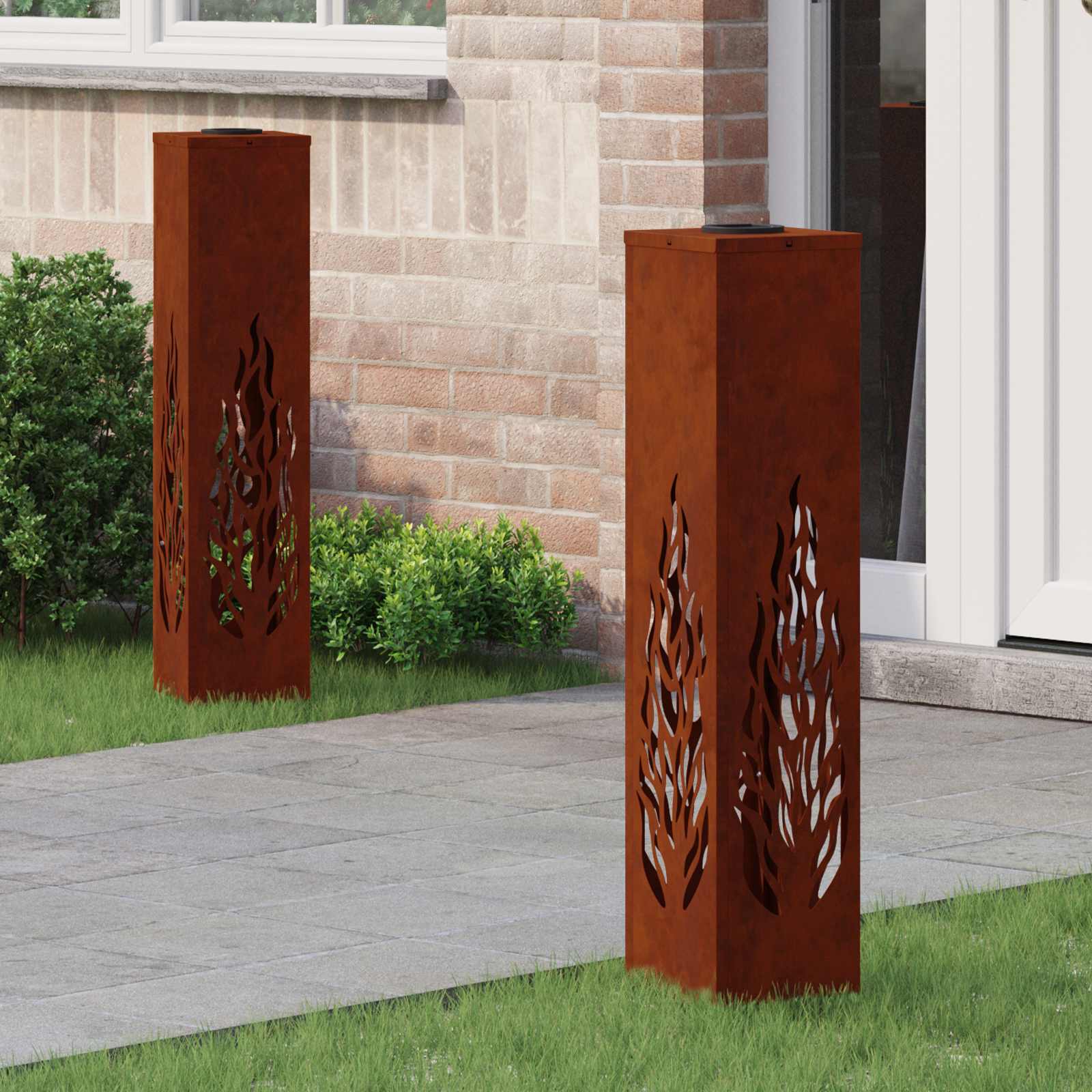 NIEBRO Solar LED Pathway Light 2 pcs Corten Corten Steel