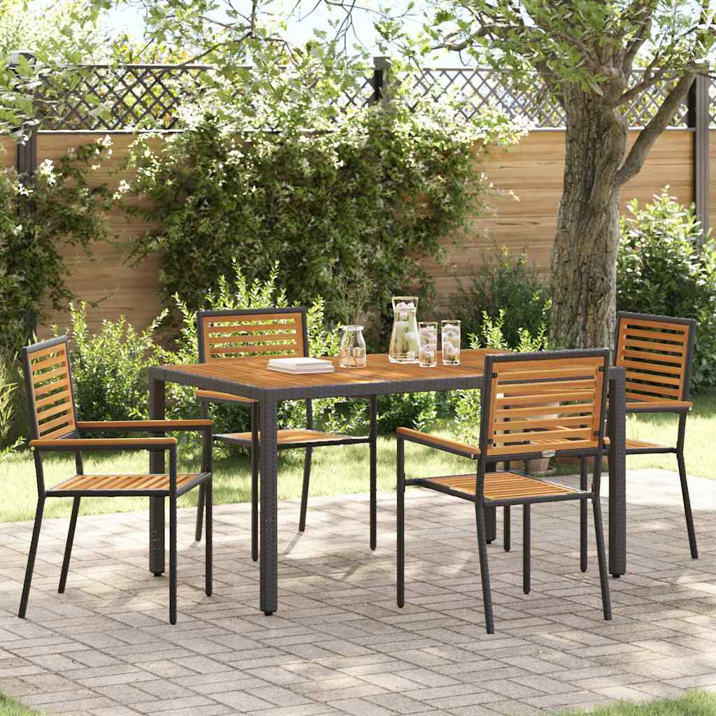 PROVALE Garden Stacking Chairs 4 pcs Brown and - Black