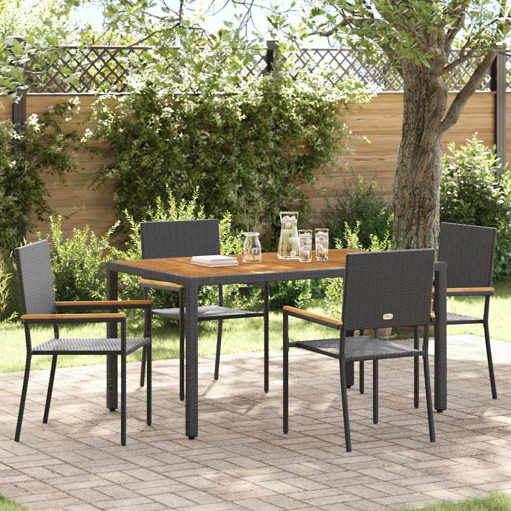 PROVALE Garden Stacking Chairs 4 pcs and Brown - Black