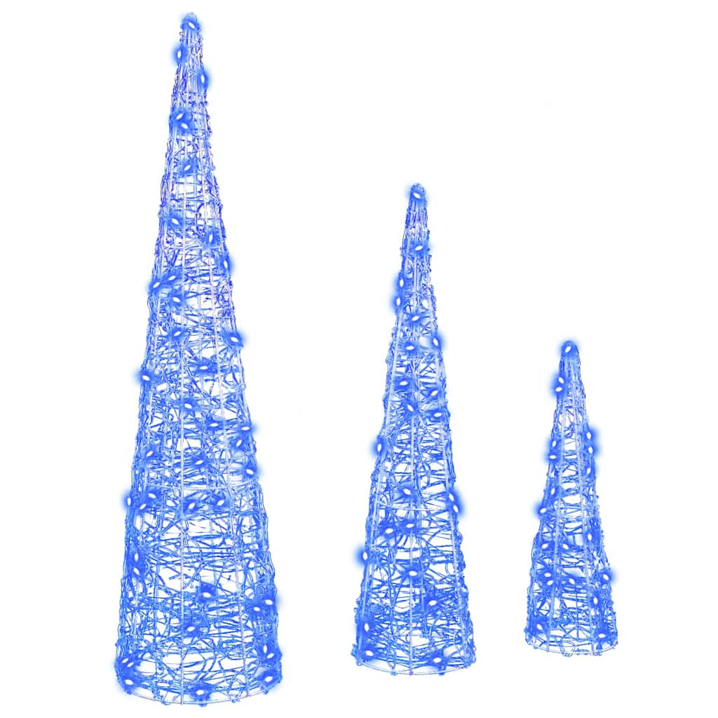 MISTLEA Christmas Tree with 90 LEDs 3 pcs Blue 20 x 20 x 80 cm Acrylic