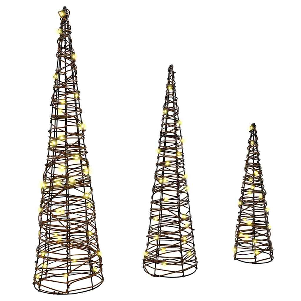 MISTLEA Christmas Tree 3 pcs Warm white 20 x 20 x 80 cm Rattan