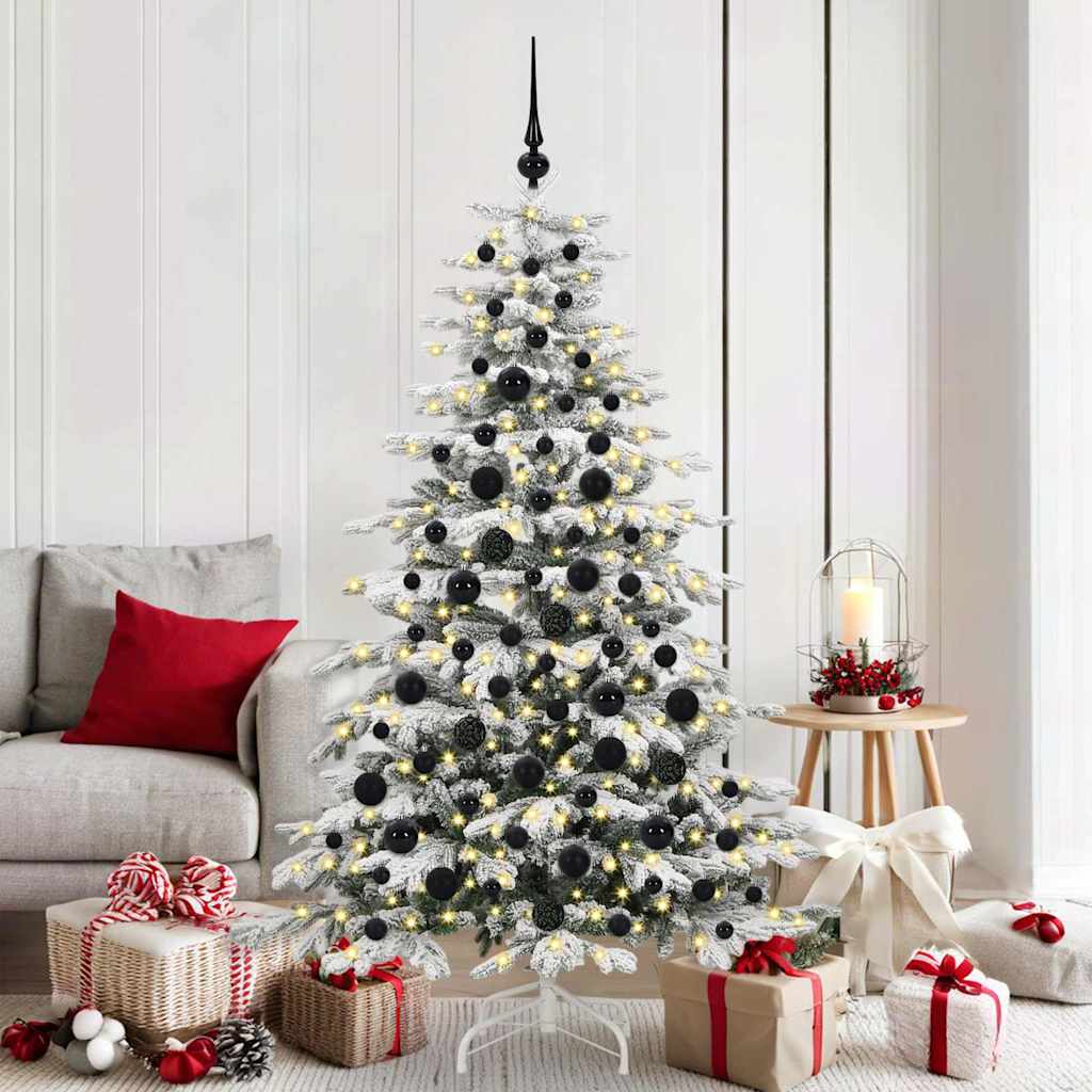 FLINRA Christmas Bauble Set with 300 LEDs 120 pcs Black Plastic