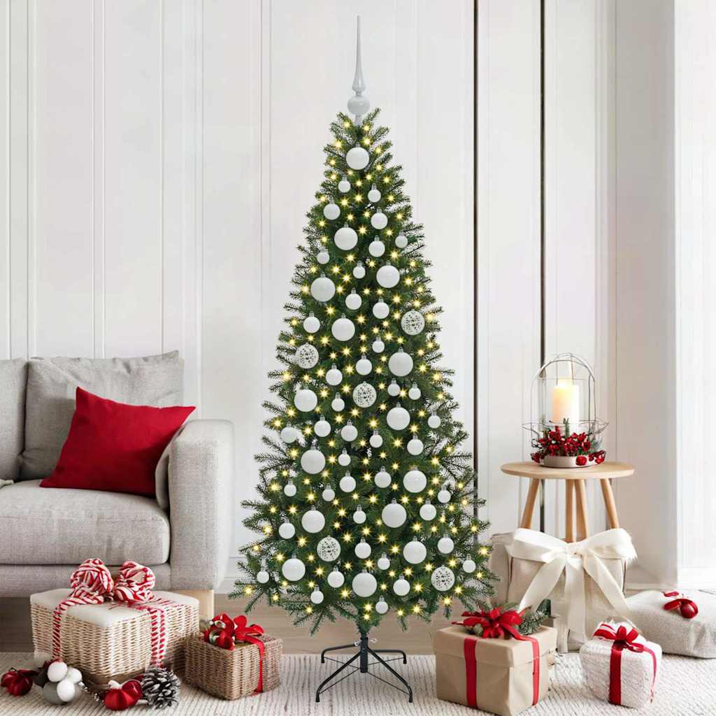 FLINRA Christmas Bauble Set with 300 LEDs 120 pcs White Plastic