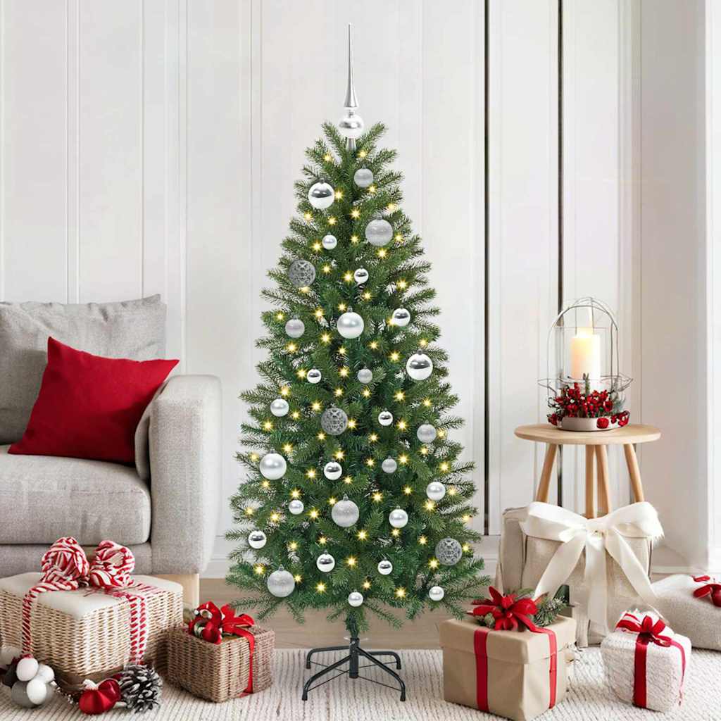 FLINRA Christmas Bauble Set with 150 LEDs 61 pcs Silver Plastic
