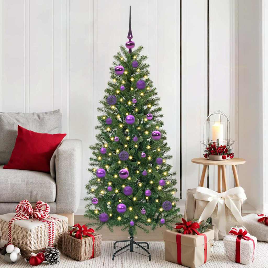 FLINRA Christmas Bauble Set with 150 LEDs 61 pcs Lilac Plastic