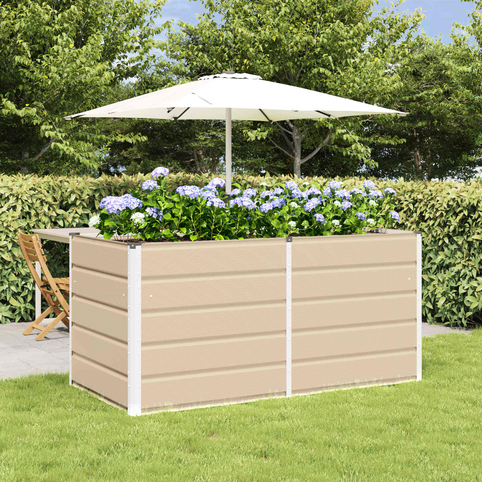 PHAFORD Planter 160x80x75 cm Steel - Ivory