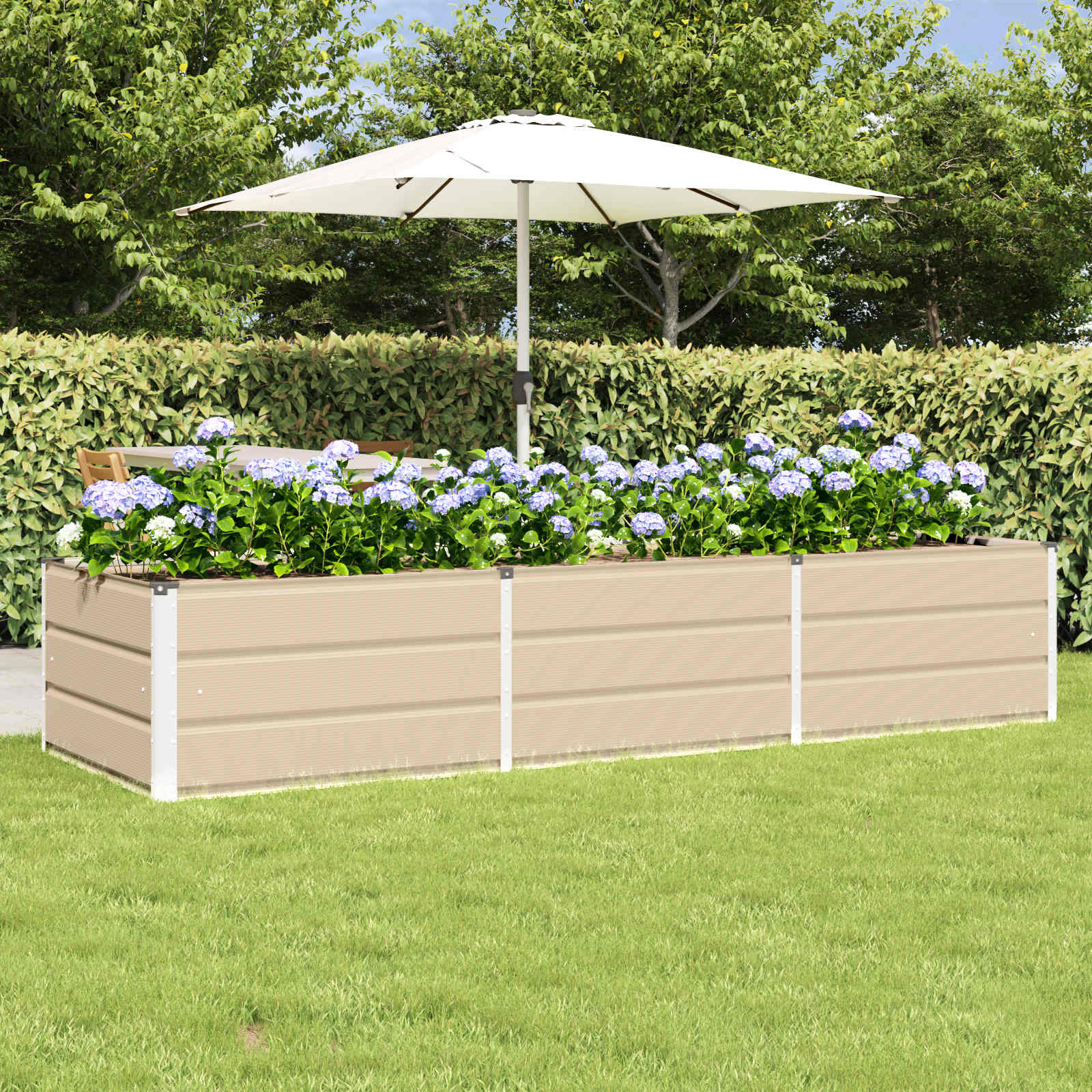 PHAFORD Planter 240x80x45 cm Steel - Ivory