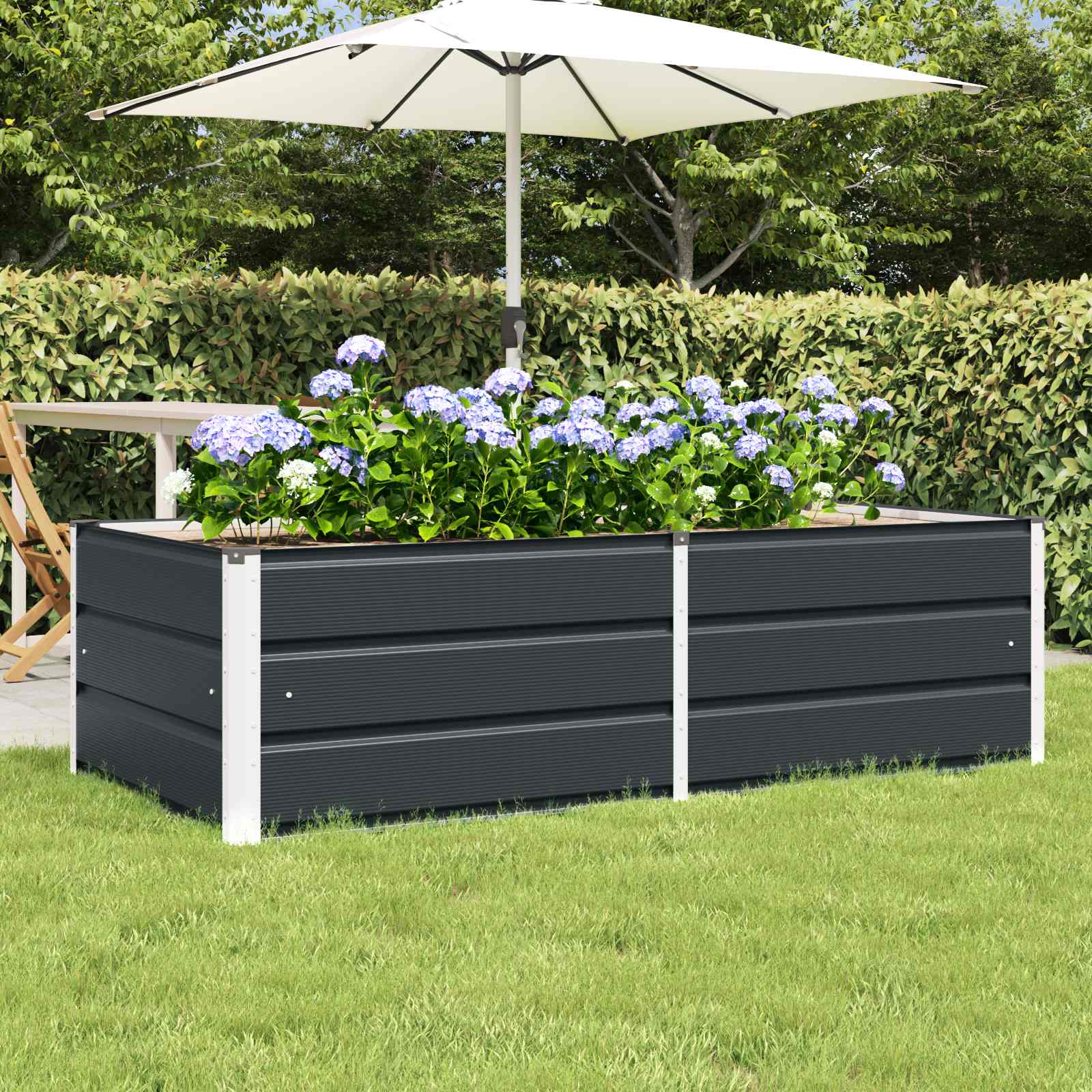 TEVFORD Planter Anthracite 160x80x45 cm Steel