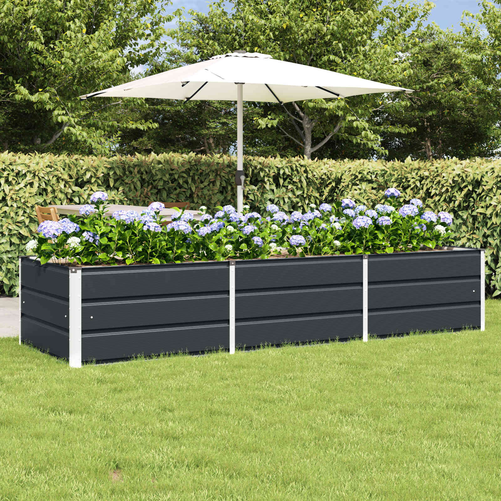 TEVFORD Planter Anthracite 240x80x45 cm Steel